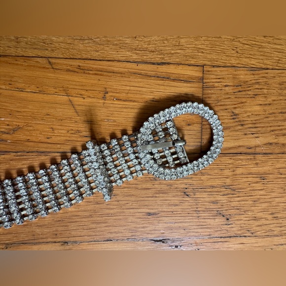 Y2K Silver Rhinestone Belt Sz XL - Picture 4 of 9